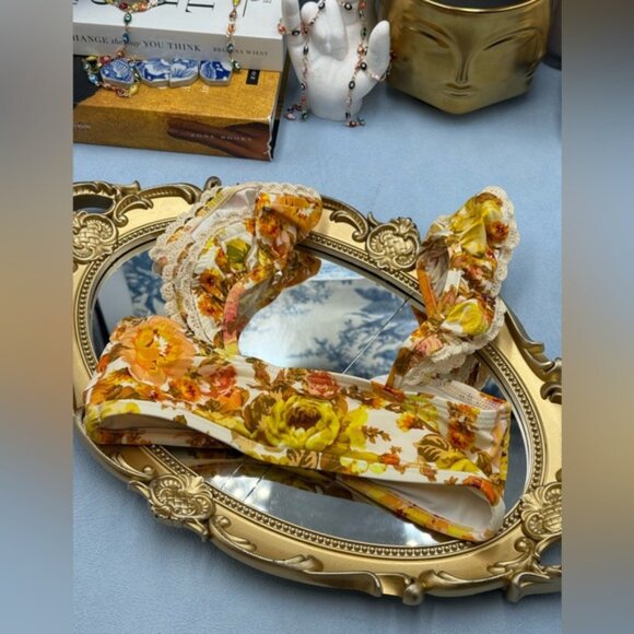 🆕 ZIMMERMANN KIDS 🧿 NWT Raie Trim Tie Front Bikini, Yellow Floral - Sz 4Y - Picture 9 of 15